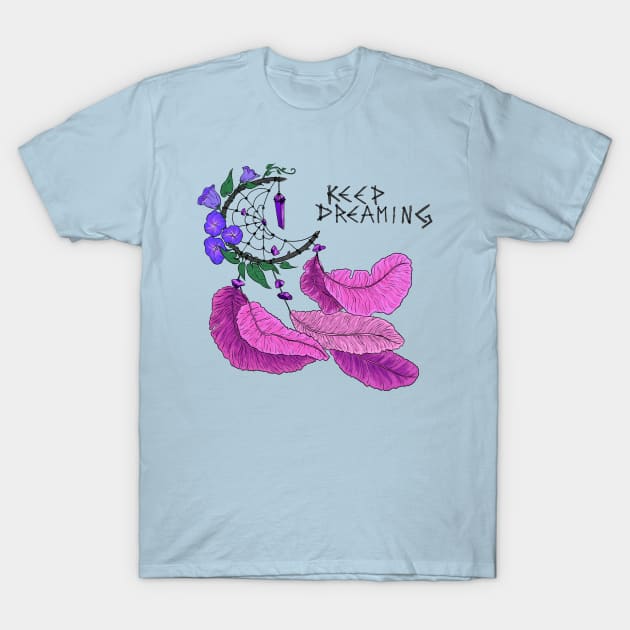 amethyst dreamcather rose feathers keep dreaming T-Shirt by Vikki.Look